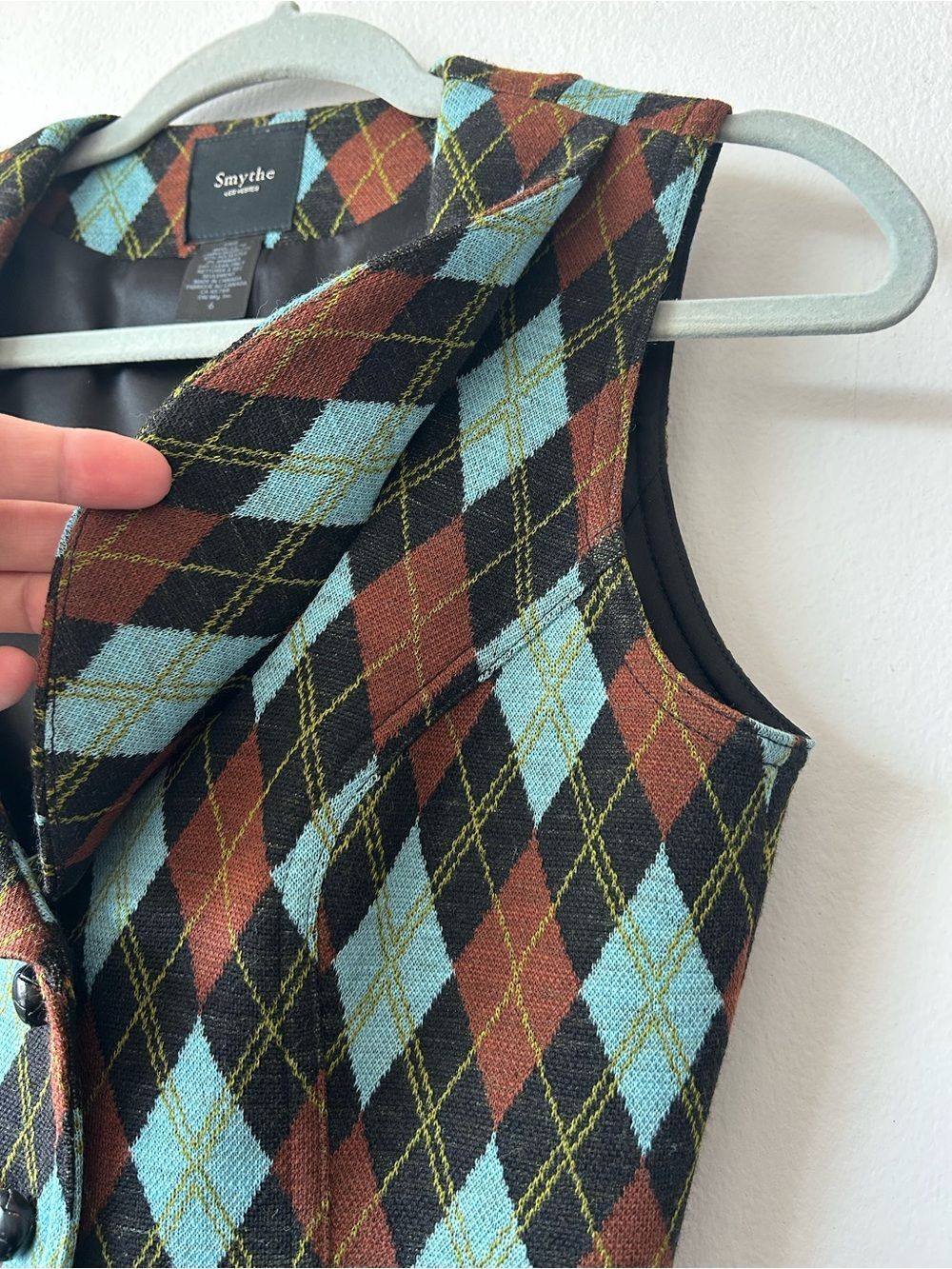 SMYTHE Argyle Wool Double-breasted Preppy Gilet Vest - Picture 4 of 11